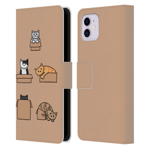 Beth Wilson Doodle Cats 2 Boxes Leather Book Wallet Case Cover For Apple iPhone 11