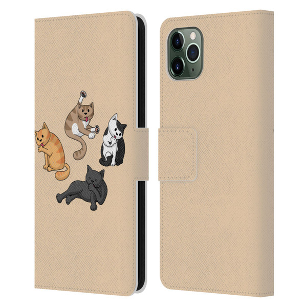 Beth Wilson Doodle Cats 2 Washing Time Leather Book Wallet Case Cover For Apple iPhone 11 Pro Max