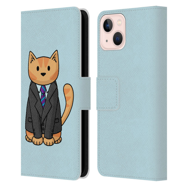 Beth Wilson Doodle Cats 2 Business Suit Leather Book Wallet Case Cover For Apple iPhone 13
