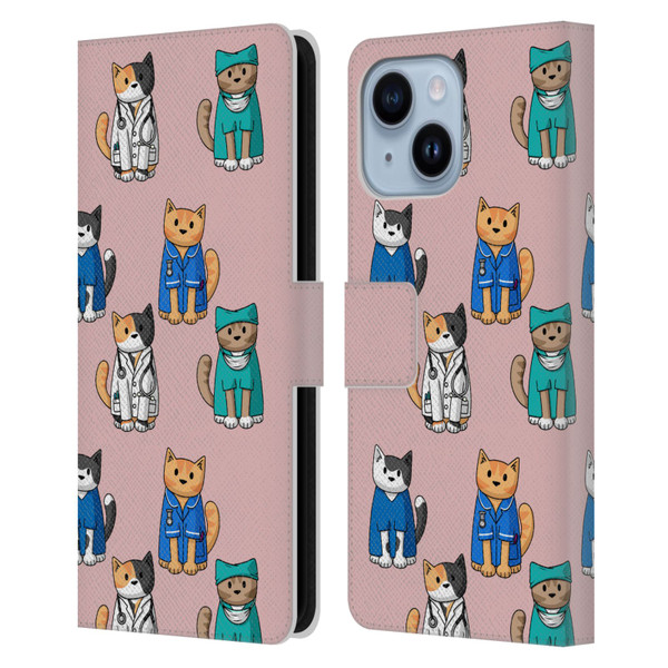 Beth Wilson Doodle Cats 2 Professionals Leather Book Wallet Case Cover For Apple iPhone 14 Plus
