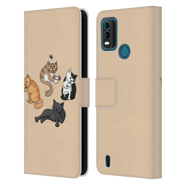 Beth Wilson Doodle Cats 2 Washing Time Leather Book Wallet Case Cover For Nokia G11 Plus