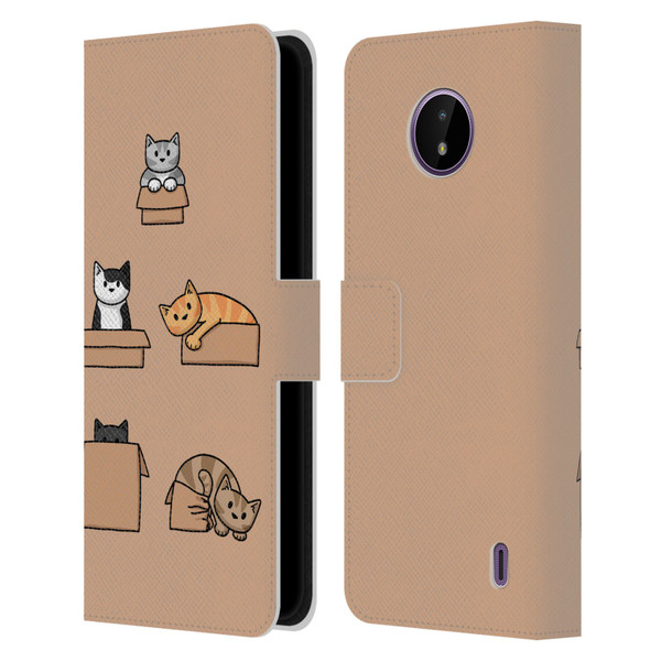 Beth Wilson Doodle Cats 2 Boxes Leather Book Wallet Case Cover For Nokia C10 / C20