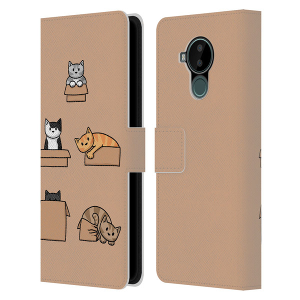 Beth Wilson Doodle Cats 2 Boxes Leather Book Wallet Case Cover For Nokia C30