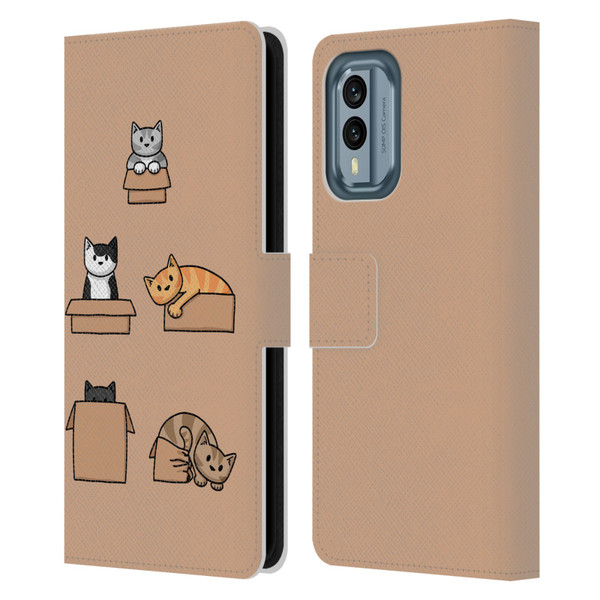 Beth Wilson Doodle Cats 2 Boxes Leather Book Wallet Case Cover For Nokia X30