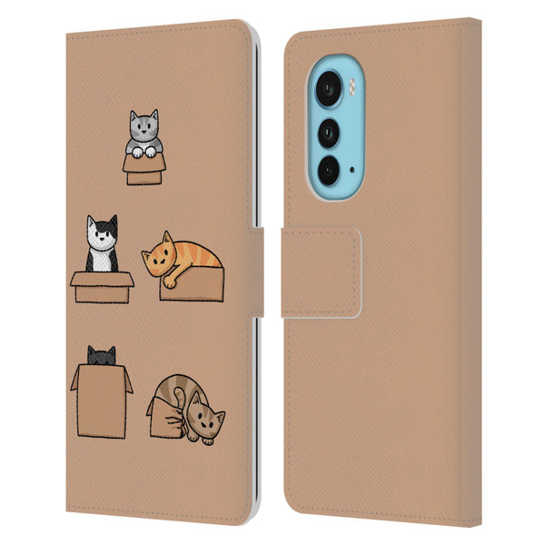 Beth Wilson Doodle Cats 2 Boxes Leather Book Wallet Case Cover For Motorola Edge (2022)