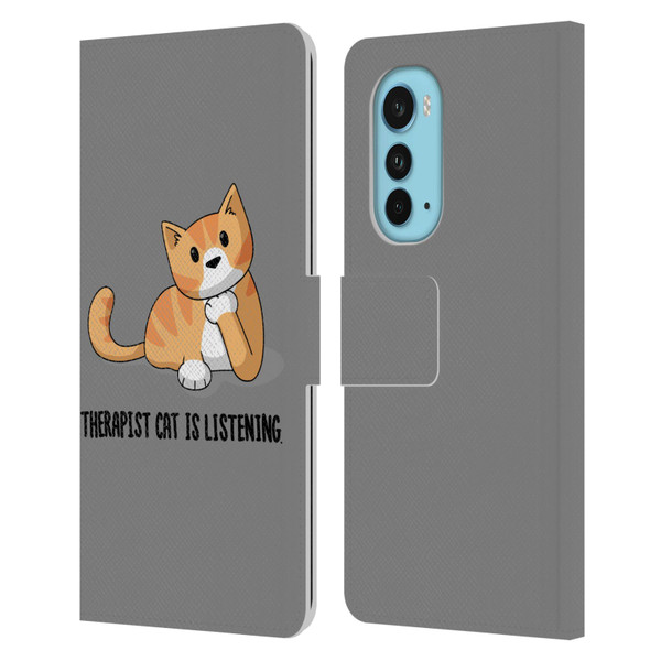 Beth Wilson Doodle Cats 2 Therapist Leather Book Wallet Case Cover For Motorola Edge (2022)