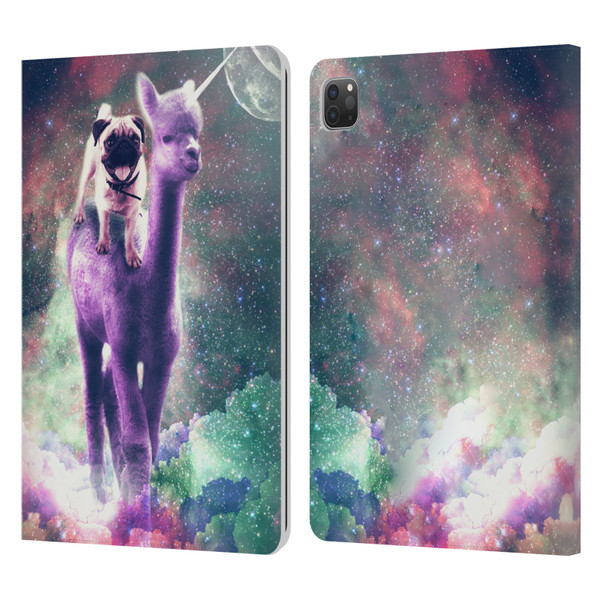 Random Galaxy Space Unicorn Ride Pug Riding Llama Leather Book Wallet Case Cover For Apple iPad Pro 11 2020 / 2021 / 2022
