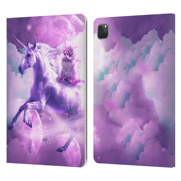 Random Galaxy Space Unicorn Ride Purple Galaxy Cat Leather Book Wallet Case Cover For Apple iPad Pro 11 2020 / 2021 / 2022