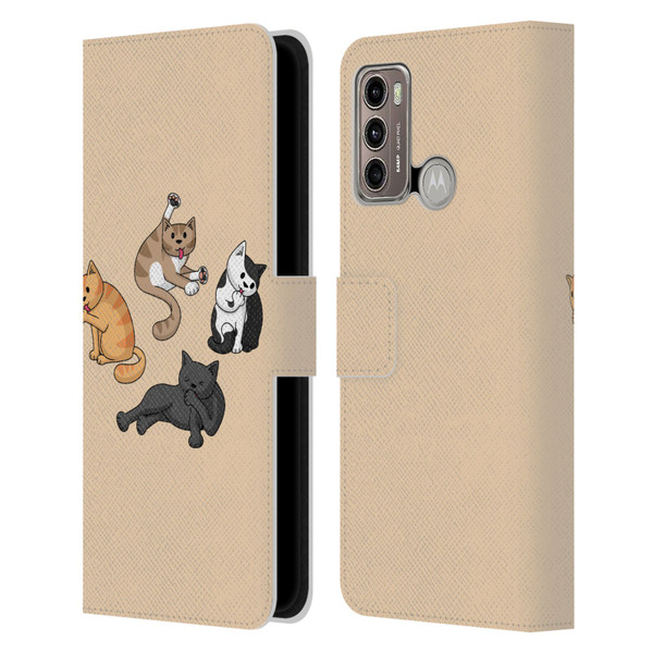 Beth Wilson Doodle Cats 2 Washing Time Leather Book Wallet Case Cover For Motorola Moto G60 / Moto G40 Fusion