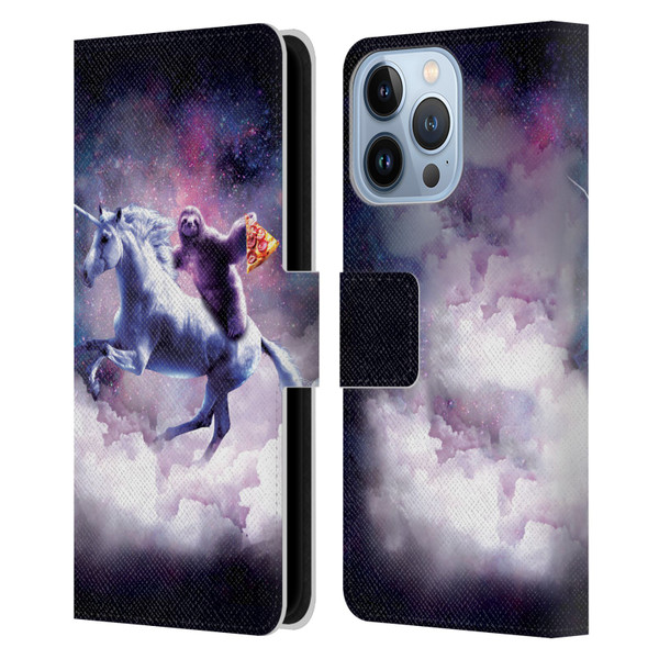 Random Galaxy Space Unicorn Ride Pizza Sloth Leather Book Wallet Case Cover For Apple iPhone 13 Pro