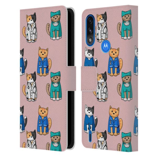 Beth Wilson Doodle Cats 2 Professionals Leather Book Wallet Case Cover For Motorola Moto E7 Power / Moto E7i Power