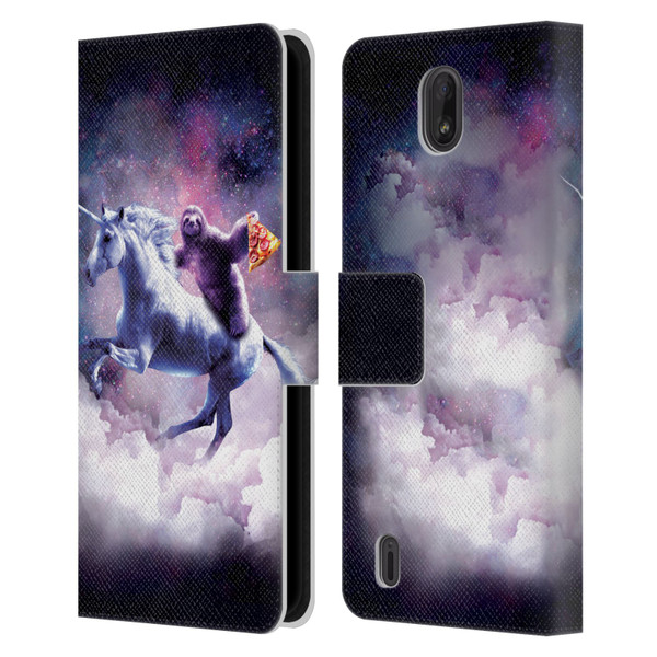 Random Galaxy Space Unicorn Ride Pizza Sloth Leather Book Wallet Case Cover For Nokia C01 Plus/C1 2nd Edition