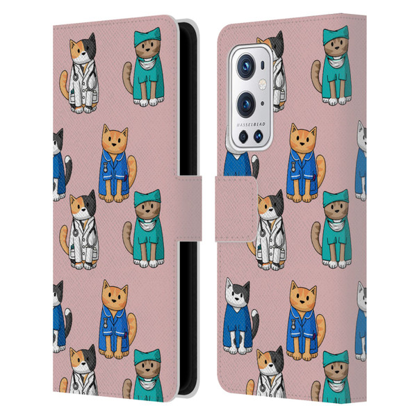 Beth Wilson Doodle Cats 2 Professionals Leather Book Wallet Case Cover For OnePlus 9 Pro