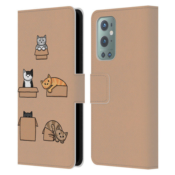 Beth Wilson Doodle Cats 2 Boxes Leather Book Wallet Case Cover For OnePlus 9