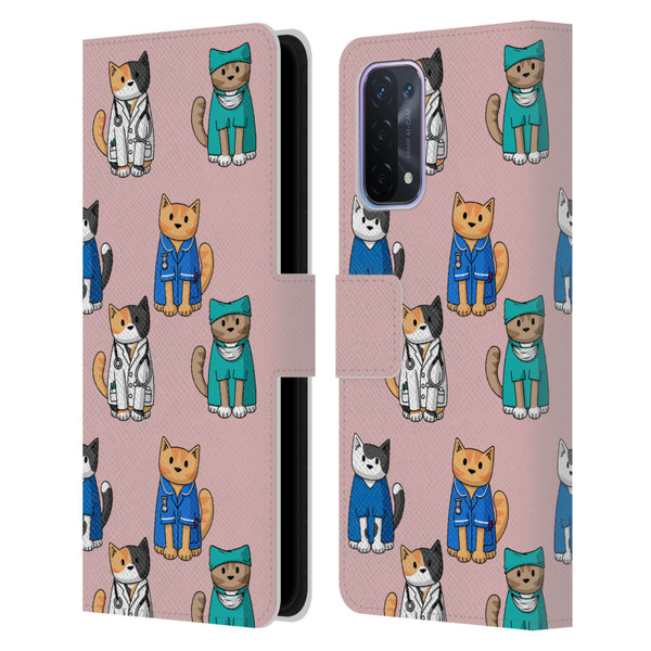 Beth Wilson Doodle Cats 2 Professionals Leather Book Wallet Case Cover For OPPO A54 5G