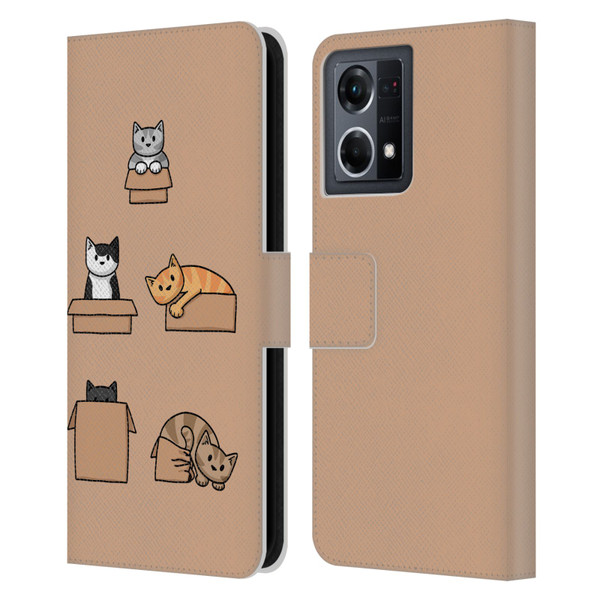 Beth Wilson Doodle Cats 2 Boxes Leather Book Wallet Case Cover For OPPO Reno8 4G
