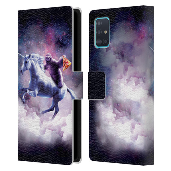 Random Galaxy Space Unicorn Ride Pizza Sloth Leather Book Wallet Case Cover For Samsung Galaxy A51 (2019)