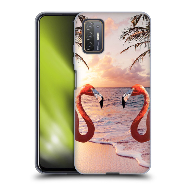Random Galaxy Mixed Designs Flamingos & Palm Trees Soft Gel Case for HTC Desire 21 Pro 5G