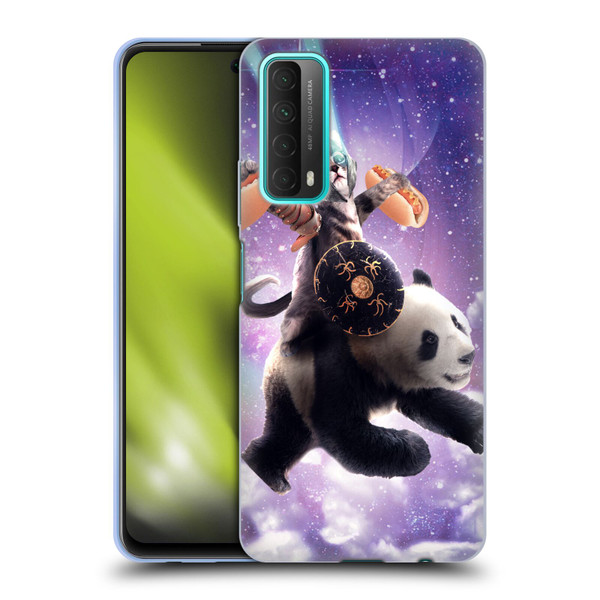 Random Galaxy Mixed Designs Warrior Cat Riding Panda Soft Gel Case for Huawei P Smart (2021)