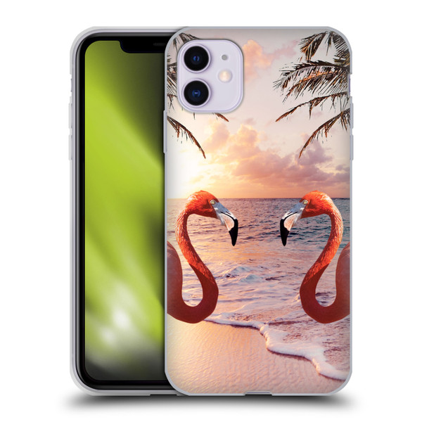 Random Galaxy Mixed Designs Flamingos & Palm Trees Soft Gel Case for Apple iPhone 11