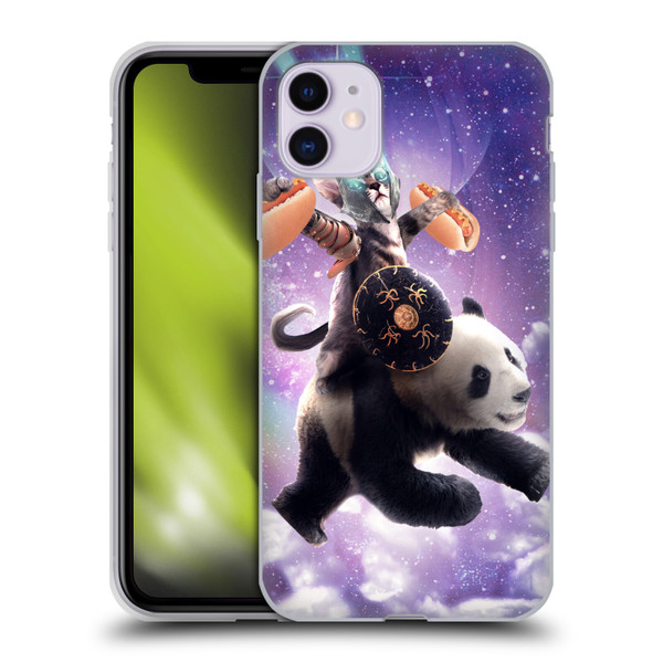Random Galaxy Mixed Designs Warrior Cat Riding Panda Soft Gel Case for Apple iPhone 11