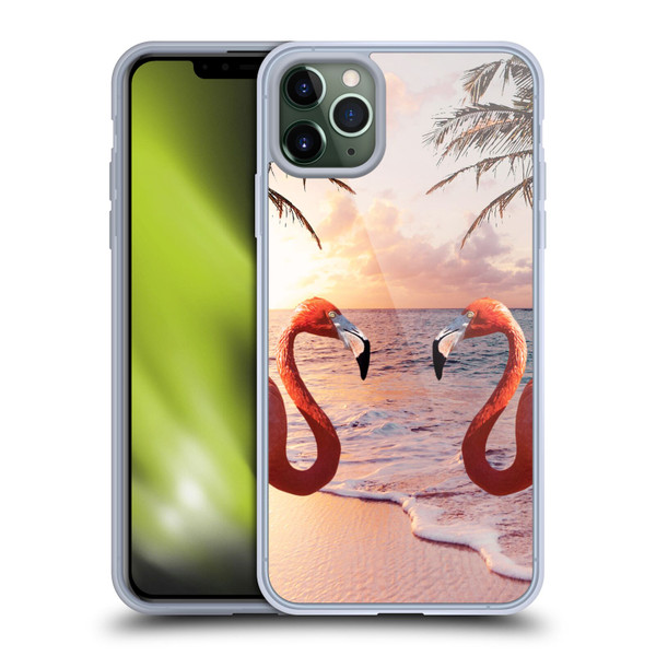 Random Galaxy Mixed Designs Flamingos & Palm Trees Soft Gel Case for Apple iPhone 11 Pro Max
