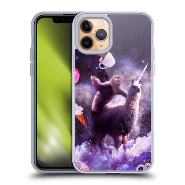 Random Galaxy Mixed Designs Sloth Riding Unicorn Soft Gel Case for Apple iPhone 11 Pro