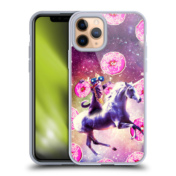 Random Galaxy Mixed Designs Thug Cat Riding Unicorn Soft Gel Case for Apple iPhone 11 Pro