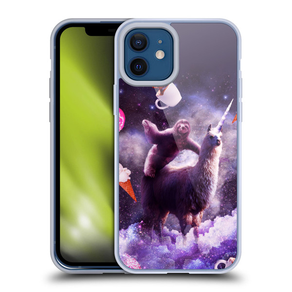Random Galaxy Mixed Designs Sloth Riding Unicorn Soft Gel Case for Apple iPhone 12 / iPhone 12 Pro