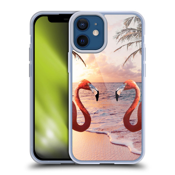 Random Galaxy Mixed Designs Flamingos & Palm Trees Soft Gel Case for Apple iPhone 12 Mini
