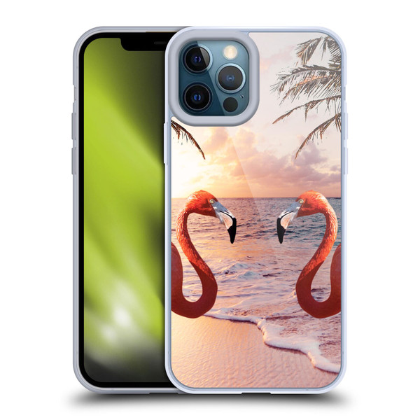 Random Galaxy Mixed Designs Flamingos & Palm Trees Soft Gel Case for Apple iPhone 12 Pro Max