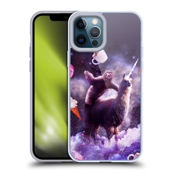 Random Galaxy Mixed Designs Sloth Riding Unicorn Soft Gel Case for Apple iPhone 12 Pro Max