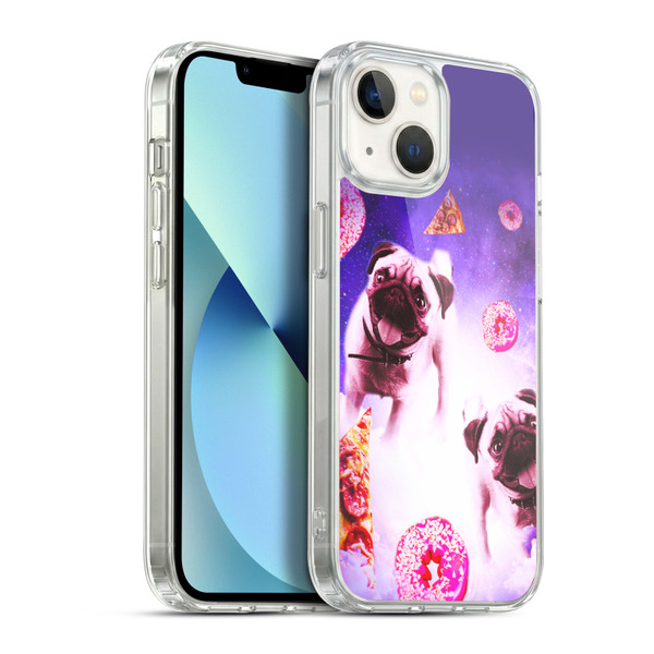 Random Galaxy Mixed Designs Pugs Pizza & Donut Soft Gel Case for Apple iPhone 13