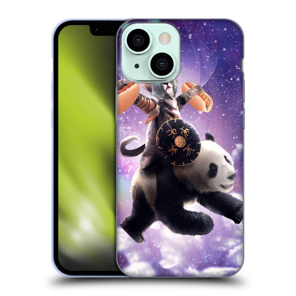 Random Galaxy Mixed Designs Warrior Cat Riding Panda Soft Gel Case for Apple iPhone 13 Mini
