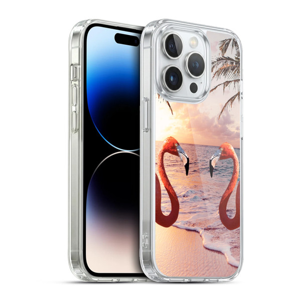 Random Galaxy Mixed Designs Flamingos & Palm Trees Soft Gel Case for Apple iPhone 13 Pro & MagSafe