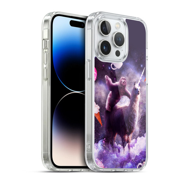 Random Galaxy Mixed Designs Sloth Riding Unicorn Soft Gel Case for Apple iPhone 13 Pro & MagSafe