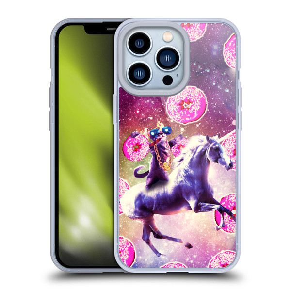 Random Galaxy Mixed Designs Thug Cat Riding Unicorn Soft Gel Case for Apple iPhone 13 Pro