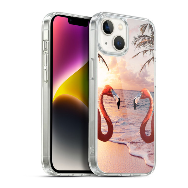 Random Galaxy Mixed Designs Flamingos & Palm Trees Soft Gel Case for Apple iPhone 14