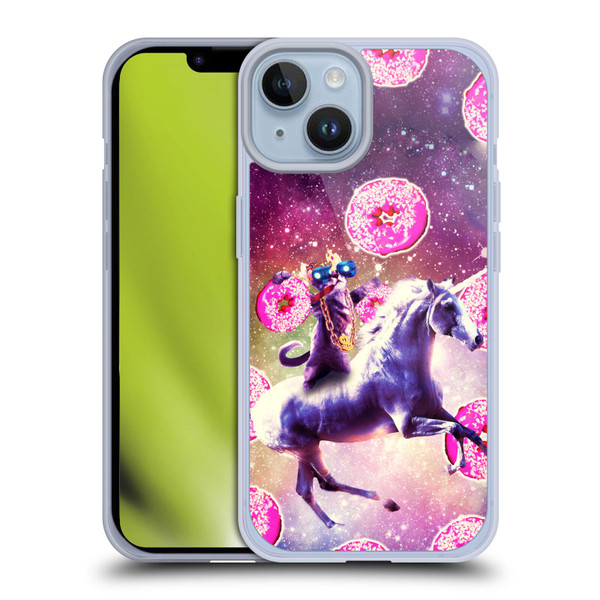 Random Galaxy Mixed Designs Thug Cat Riding Unicorn Soft Gel Case for Apple iPhone 14