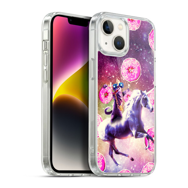 Random Galaxy Mixed Designs Thug Cat Riding Unicorn Soft Gel Case for Apple iPhone 14