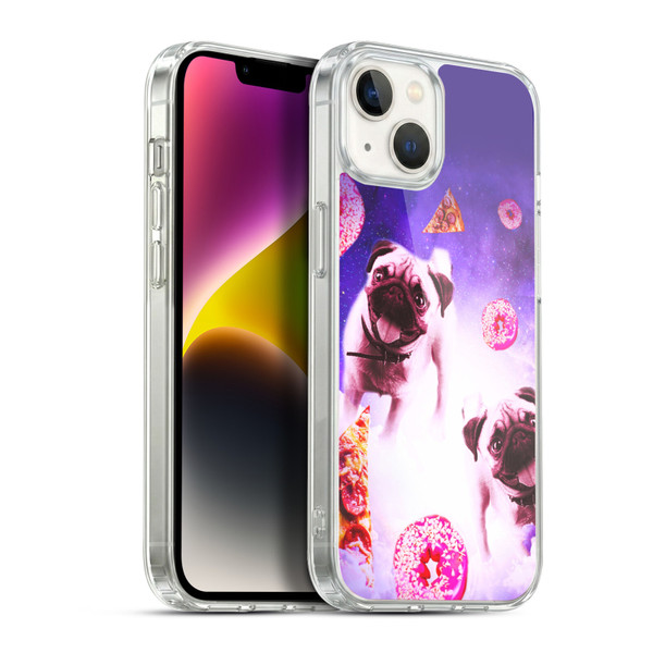 Random Galaxy Mixed Designs Pugs Pizza & Donut Soft Gel Case for Apple iPhone 14 Plus & MagSafe