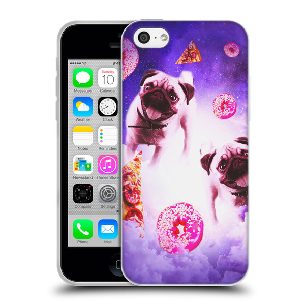 Random Galaxy Mixed Designs Pugs Pizza & Donut Soft Gel Case for Apple iPhone 5c