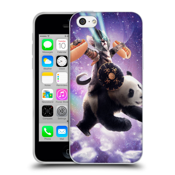 Random Galaxy Mixed Designs Warrior Cat Riding Panda Soft Gel Case for Apple iPhone 5c