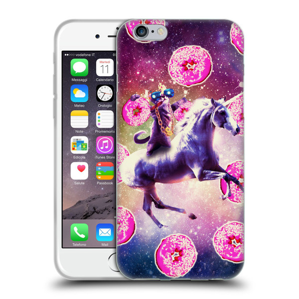 Random Galaxy Mixed Designs Thug Cat Riding Unicorn Soft Gel Case for Apple iPhone 6 / iPhone 6s
