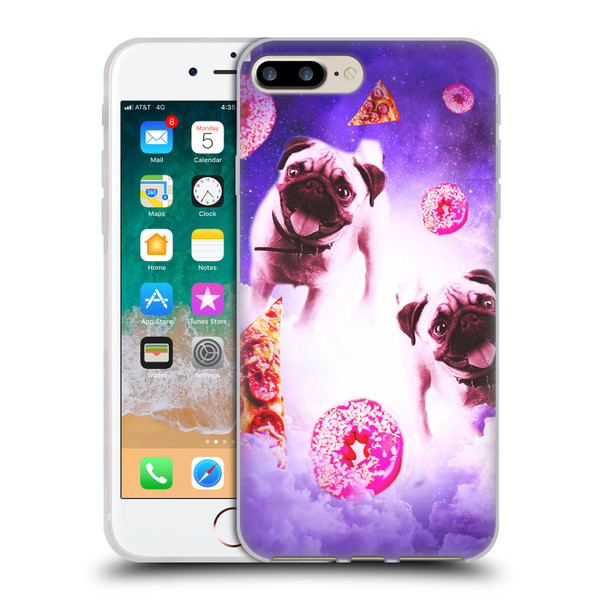 Random Galaxy Mixed Designs Pugs Pizza & Donut Soft Gel Case for Apple iPhone 7 Plus / iPhone 8 Plus