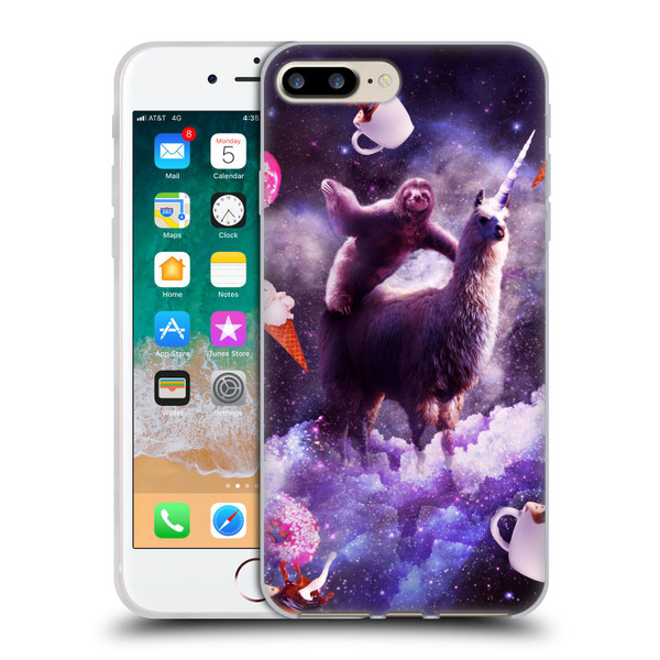 Random Galaxy Mixed Designs Sloth Riding Unicorn Soft Gel Case for Apple iPhone 7 Plus / iPhone 8 Plus