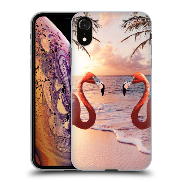 Random Galaxy Mixed Designs Flamingos & Palm Trees Soft Gel Case for Apple iPhone XR
