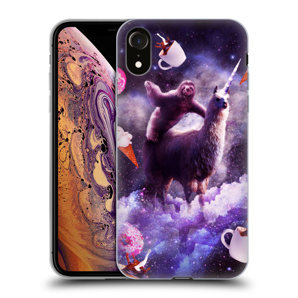 Random Galaxy Mixed Designs Sloth Riding Unicorn Soft Gel Case for Apple iPhone XR