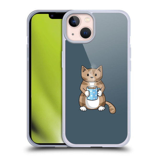 Beth Wilson Doodlecats Coffee Drinking Soft Gel Case for Apple iPhone 13