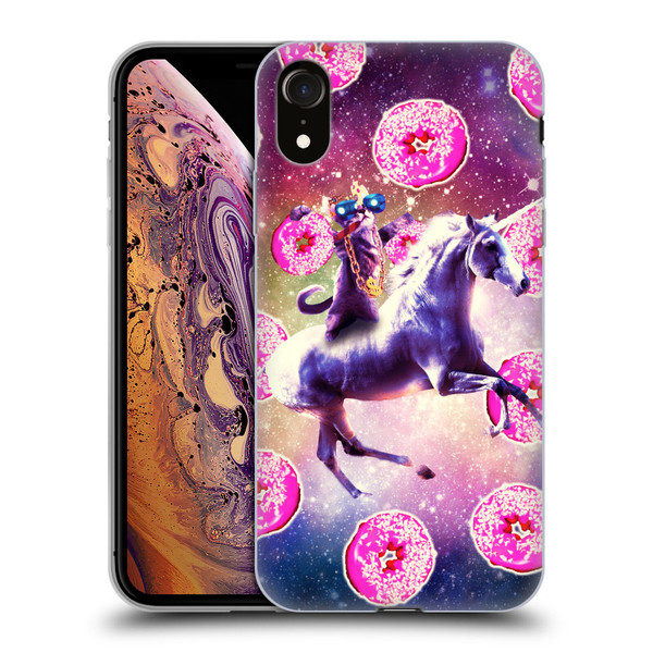 Random Galaxy Mixed Designs Thug Cat Riding Unicorn Soft Gel Case for Apple iPhone XR